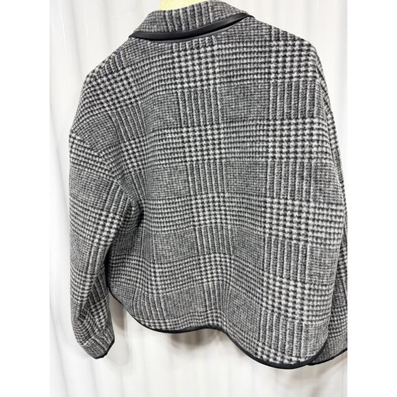 Anine Bing Camden Jacket Black and Grey Check Sz Sm Boss Faux Leather Trim NWT - Picture 15 of 15